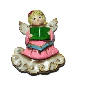 VTG Enesco Christmas Caroler Angel Chalkware